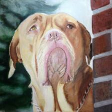 8" x 12" Oil on canvas "English Mastiff" Commissioned dog portrait by Sharon Bignell