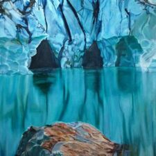 18" x 26 Oil on canvas $1,100.00 "Alberta Glacier" Original oil painting by Sharon Bignell Fine Art